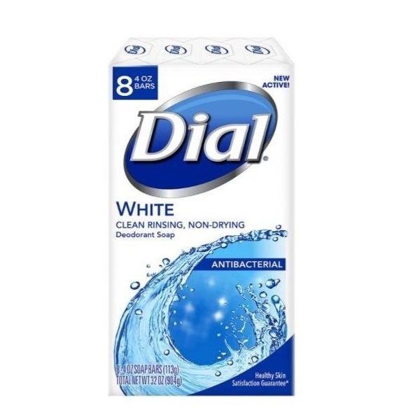 Jabon Antibacterial Dial Blanco. 8 Barras De 113g. 