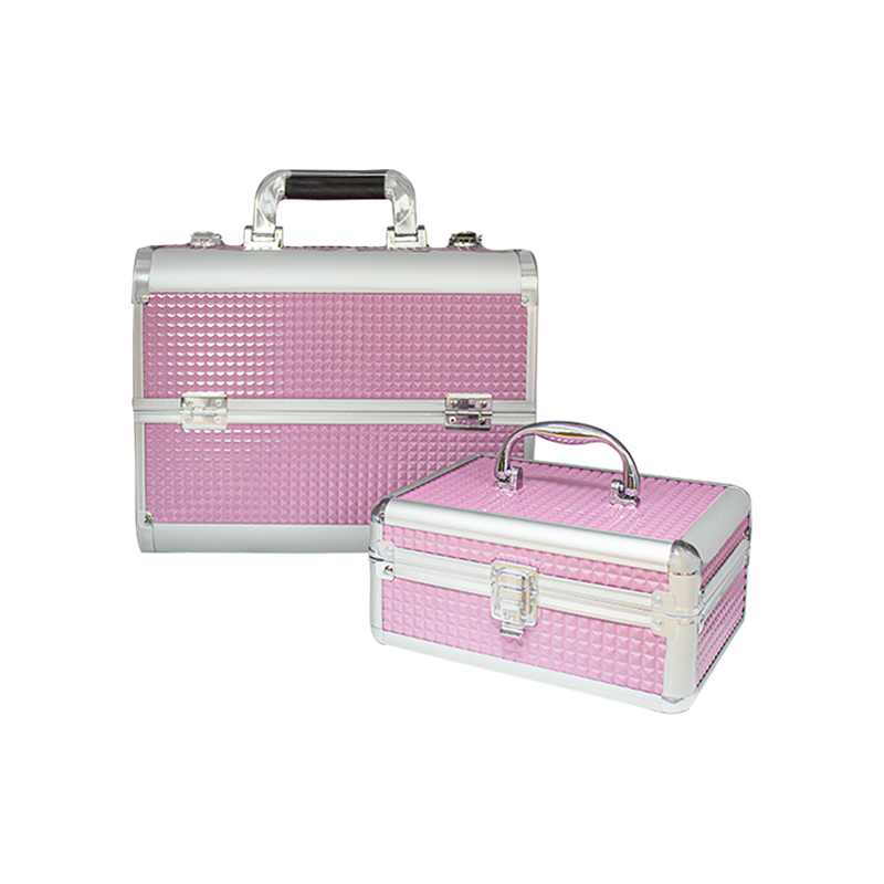 Neceser Profesional Rosa Cudrados Organizador Portátil PVC Aluminio