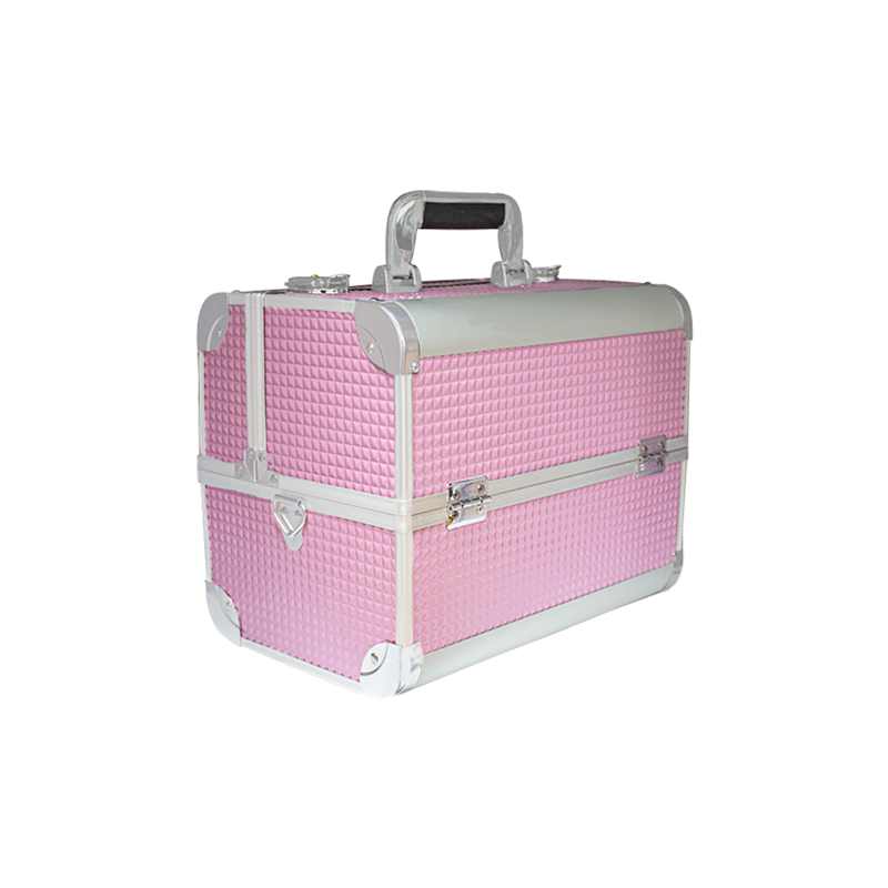 Neceser Profesional Rosa Cudrados Organizador Portátil PVC Aluminio