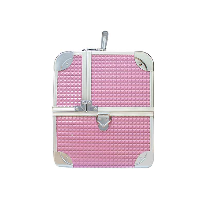 Neceser Profesional Rosa Cudrados Organizador Portátil PVC Aluminio