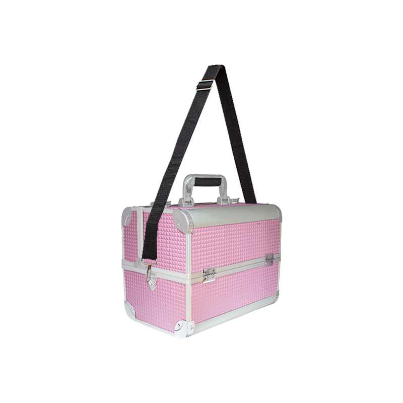 Neceser Profesional Rosa Cudrados Organizador Portátil PVC Aluminio