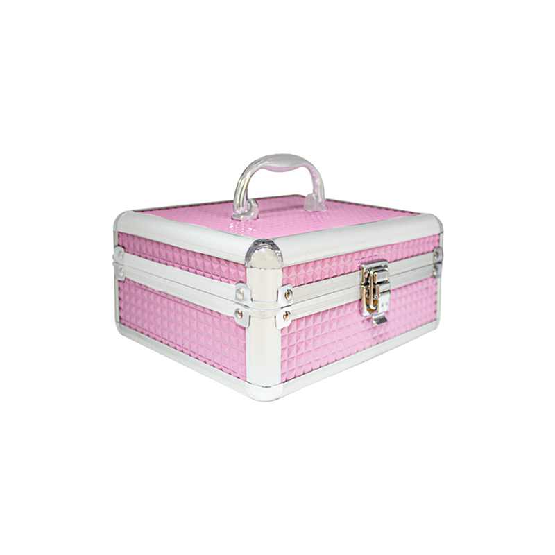 Neceser Profesional Rosa Cudrados Organizador Portátil PVC Aluminio