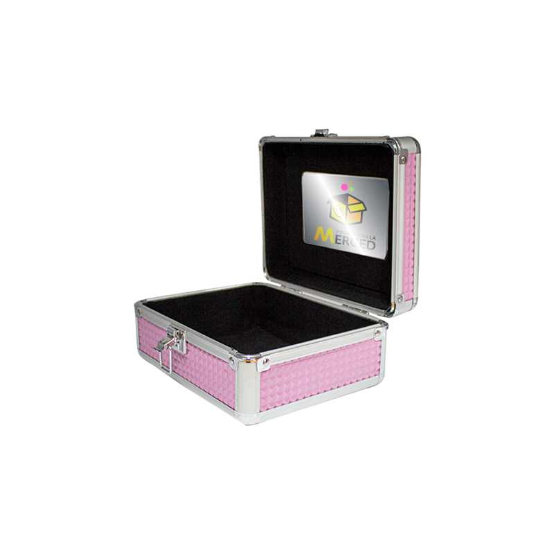 Neceser Profesional Rosa Cudrados Organizador Portátil PVC Aluminio