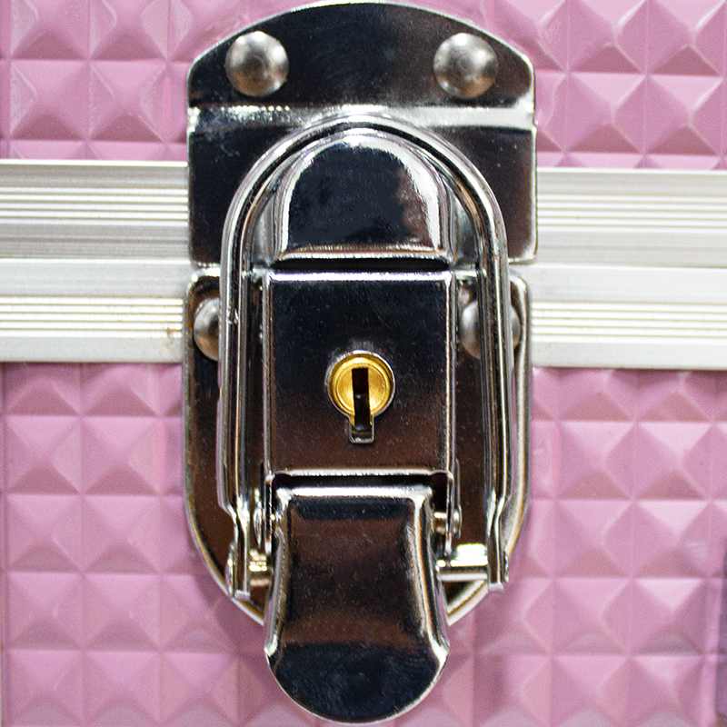 Neceser Profesional Rosa Cudrados Organizador Portátil PVC Aluminio