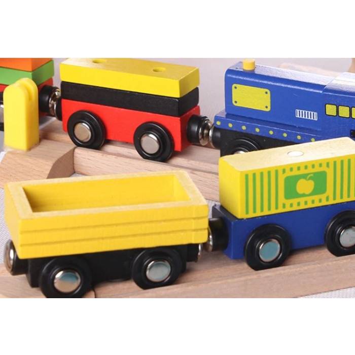 Juguete Didáctico Educativo Pista Ferrocarril & Tren De Madera 108 piezas