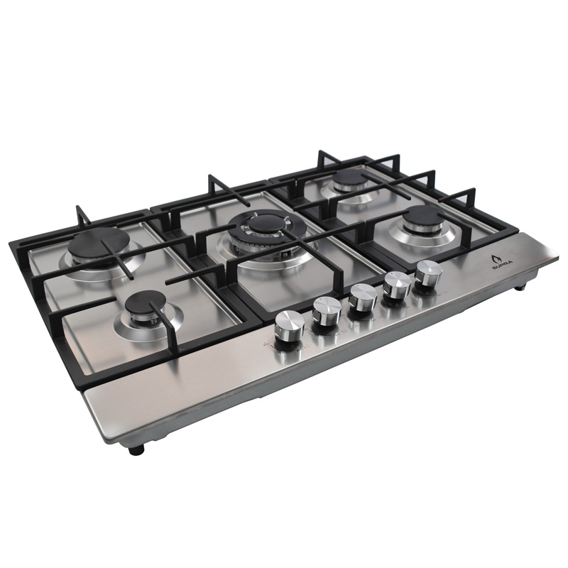 Parrilla de 5 quemadores SUPRA 5Q-PS-76 parrilla de gas empotrable en 76 cm con cubierta de acero inoxidable