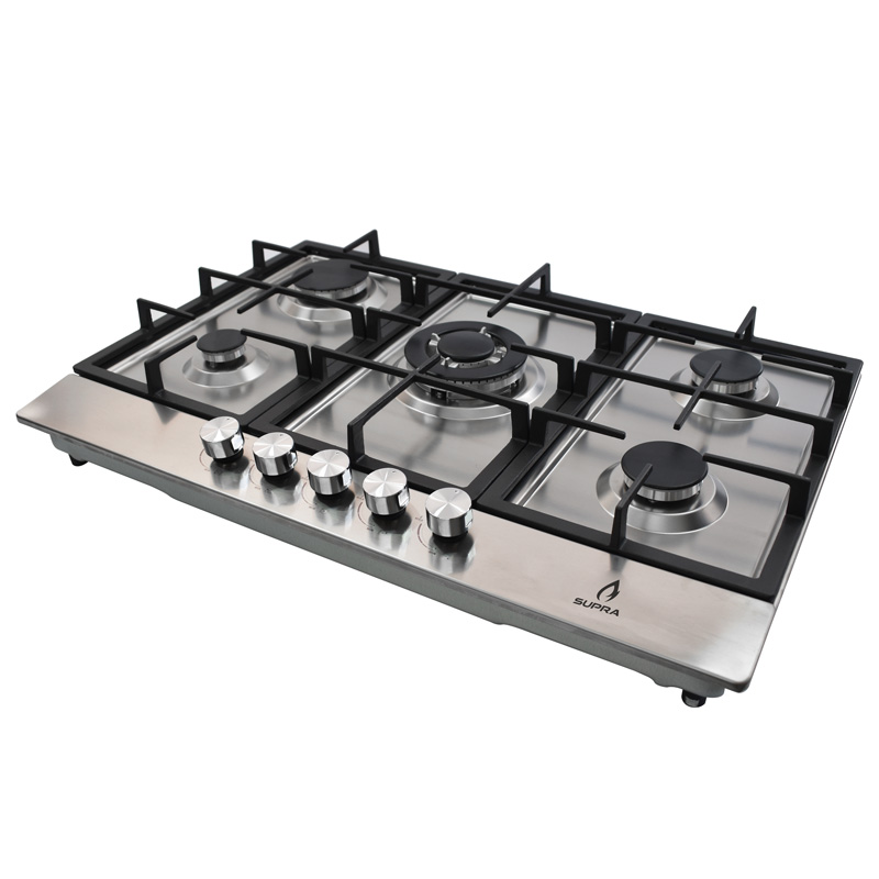 Parrilla de 5 quemadores SUPRA 5Q-PS-76 parrilla de gas empotrable en 76 cm con cubierta de acero inoxidable