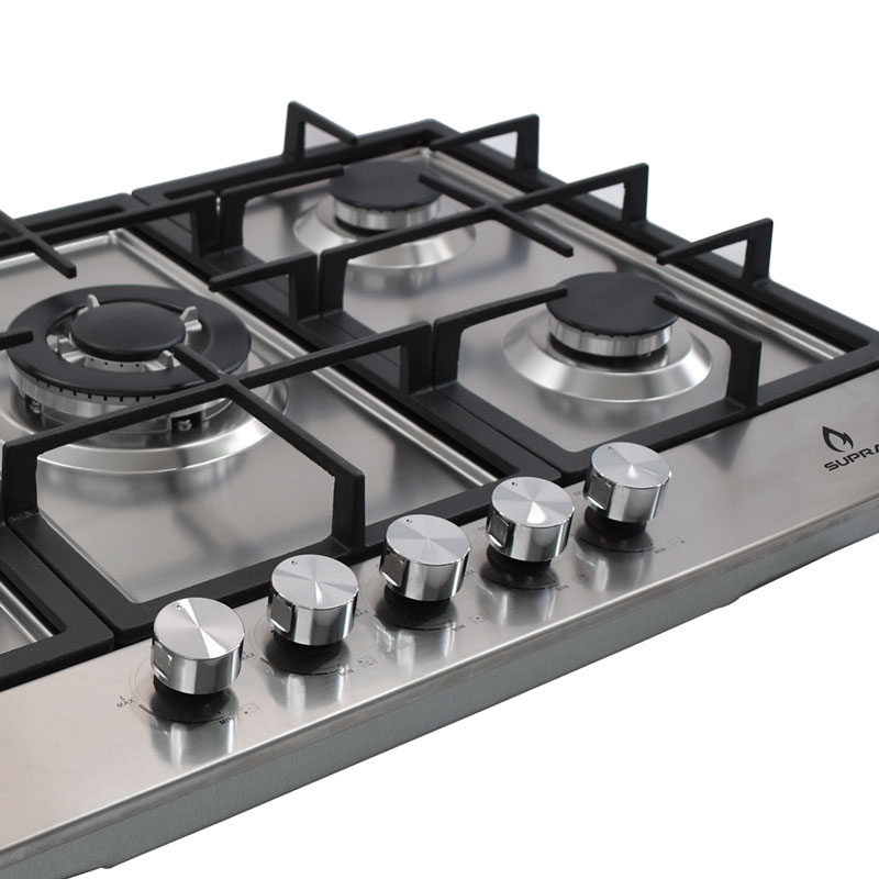 Parrilla de 5 quemadores SUPRA 5Q-PS-76 parrilla de gas empotrable en 76 cm con cubierta de acero inoxidable