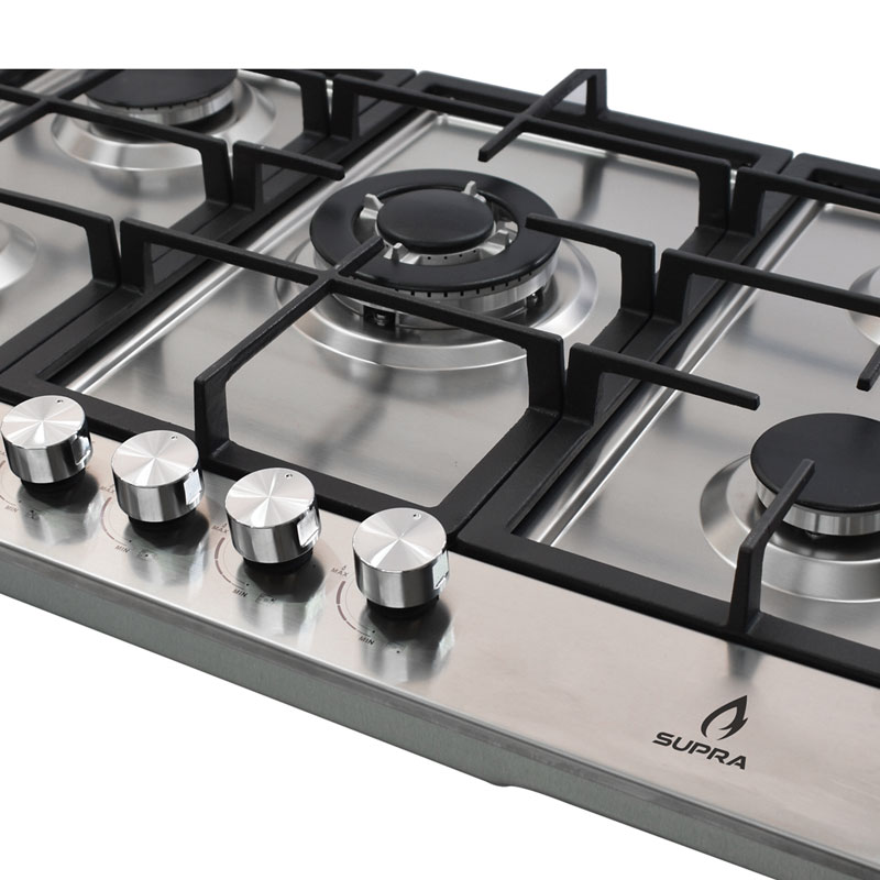 Parrilla de 5 quemadores SUPRA 5Q-PS-76 parrilla de gas empotrable en 76 cm con cubierta de acero inoxidable