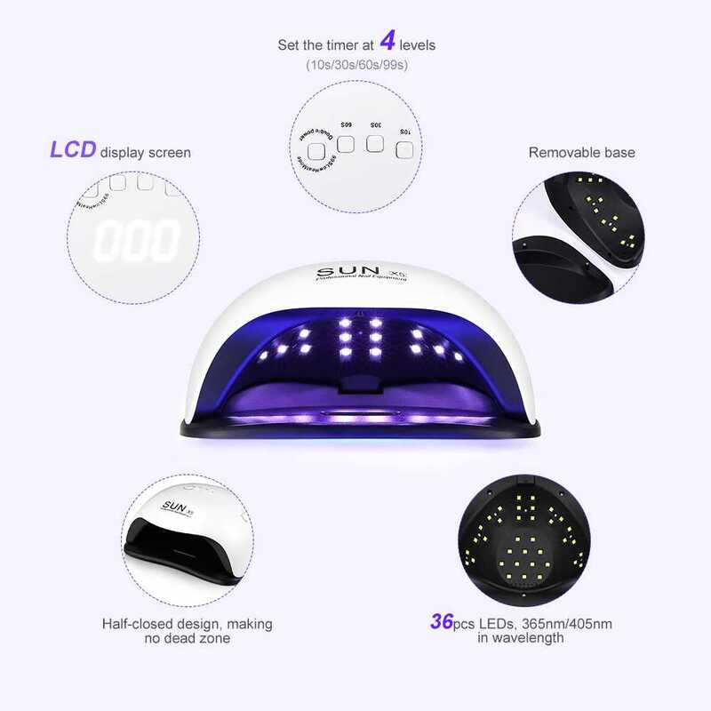 Lampara secador  de uñas SUN 5 X secador de uñas profesional,curado de uñas lampara led uv