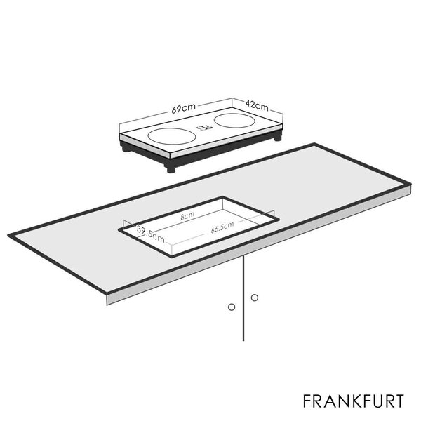 Parrilla de Induccion Schones Bauen Frankfurt Empotrable 2 quemadores 120V 32"