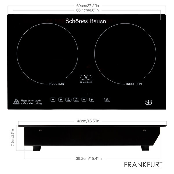 Parrilla de Induccion Schones Bauen Frankfurt Empotrable 2 quemadores 120V 32"