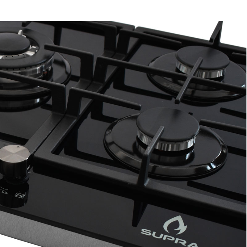 Parrilla de 5 quemadores SUPRA 5Q-PG-76 parrilla de gas empotrable en 76 cm con cubierta de cristal templado color negro