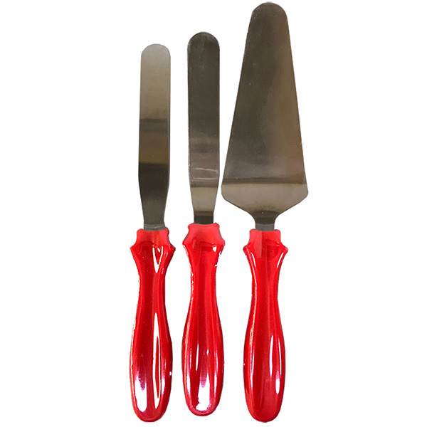 Aleissi 3pz Espatula Recta Angular Y Pala Pastelera Acero Rojo