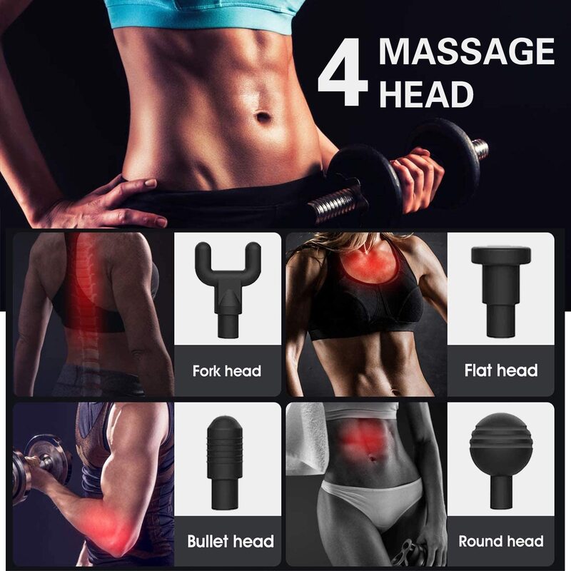 PISTOLA DE MASAJE MUSCULAR ELECTRICO DE 6 VELOCIDADES, IDEAL PARA MÚSCULOS, HOMBROS, CUELLO, ESPALDA