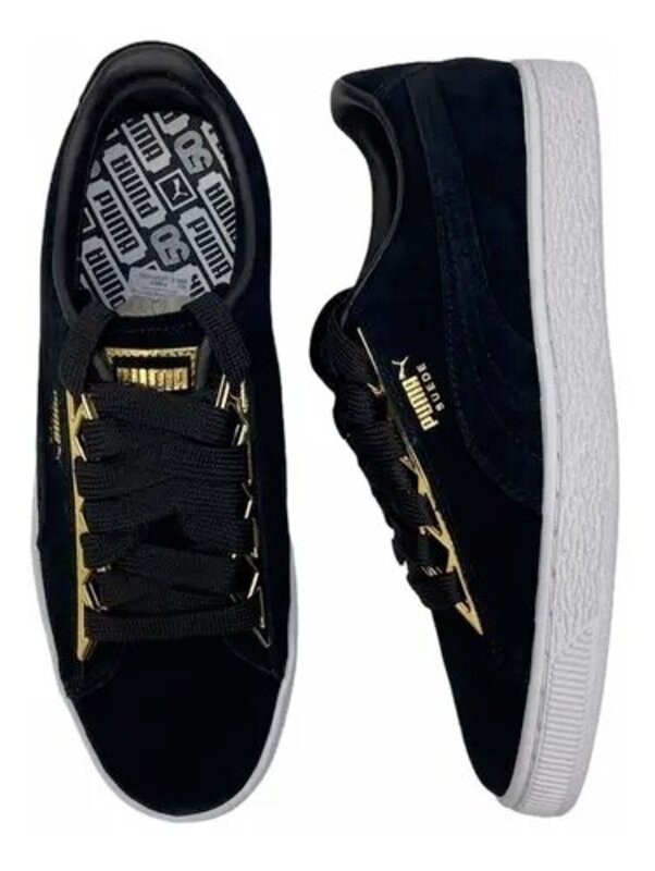 Tenis Puma Suede Jewel Color Negro, Dorado Unisex