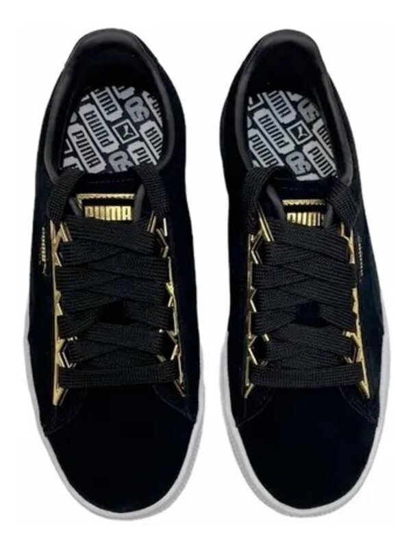 Tenis Puma Suede Jewel Color Negro, Dorado Unisex