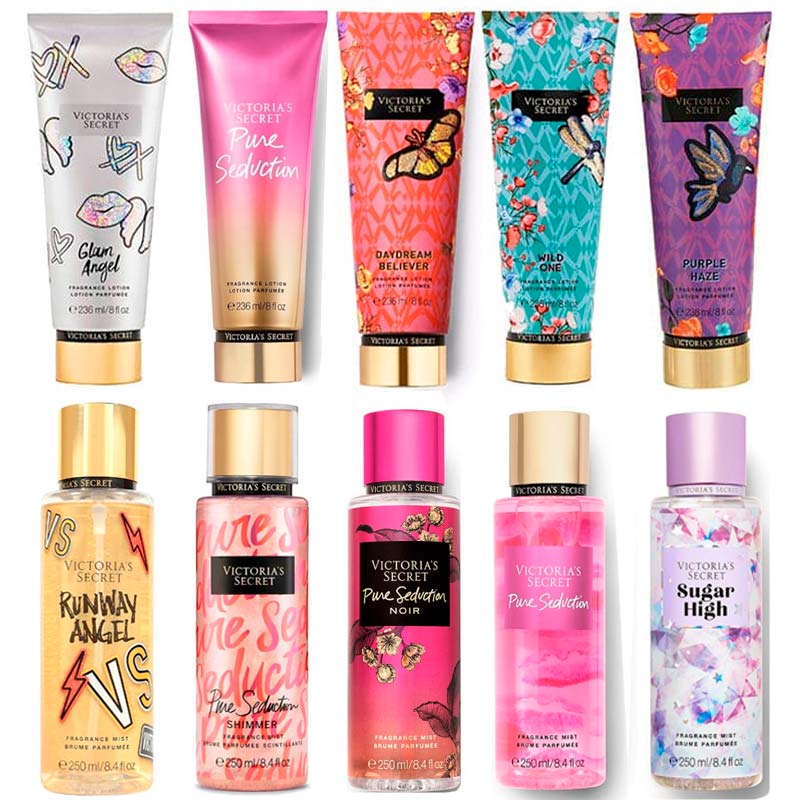 Victoria's Secret  10 Piezas Cremas Corporales Body Locion Y Fragancia Body Mist Splash