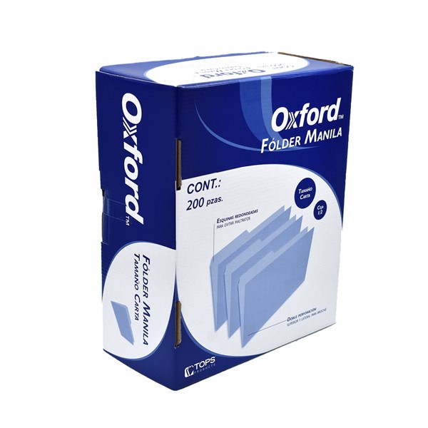 Folder Manila Tamaño Carta Oxford Tradicional 200 Piezas- Crema