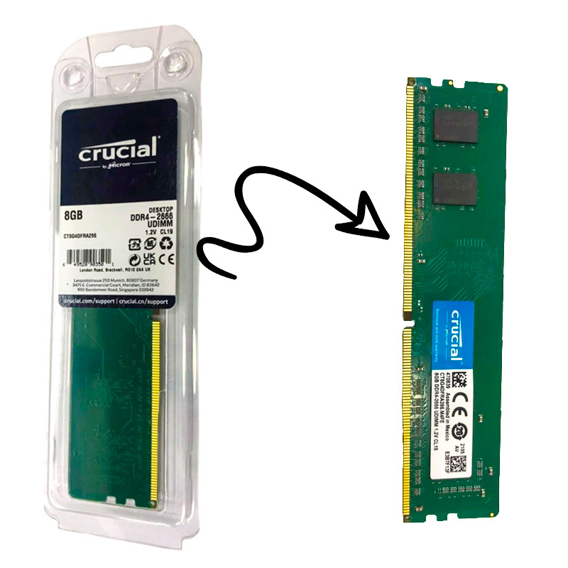 Memoria Crucial 8gb DDR4 2666 UDIMM 1.2v Cl19