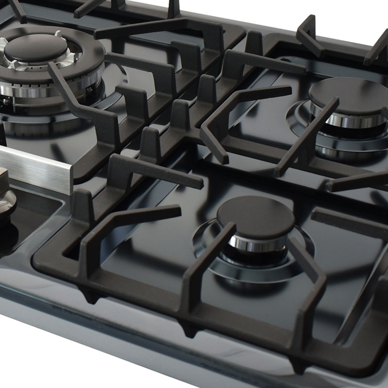 Parrilla de gas empotrable de 5 quemadores SUPRA 5Q-EB-87 con cubierta de acero inoxidable color negro