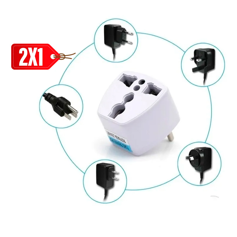  2 x 1 Clavija Adaptador Contacto Europeo A americano 3 Puntas
