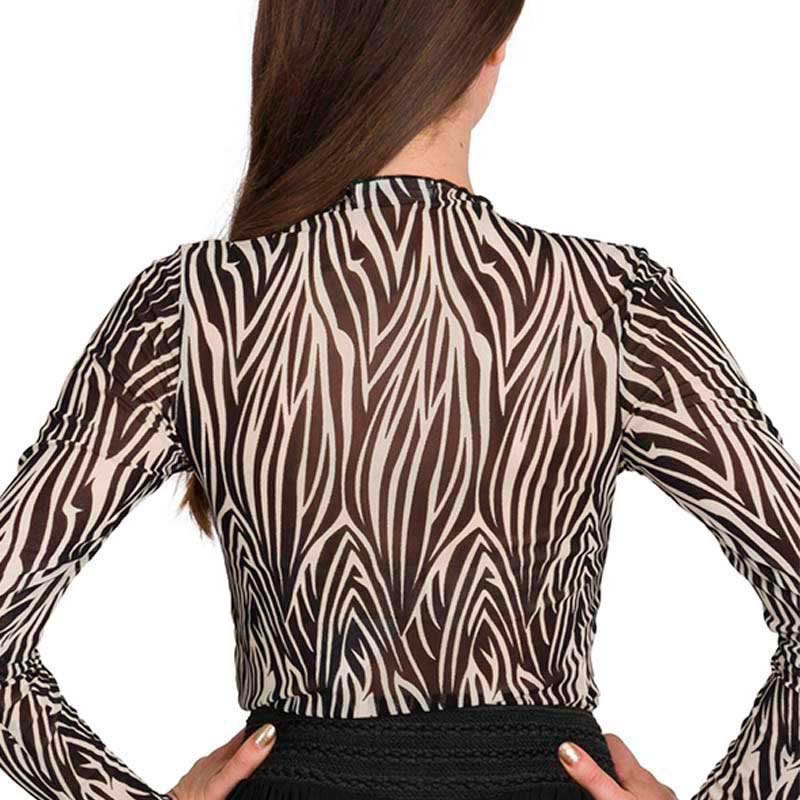 Blusa Mujer Animal Print Manga Larga V-9403