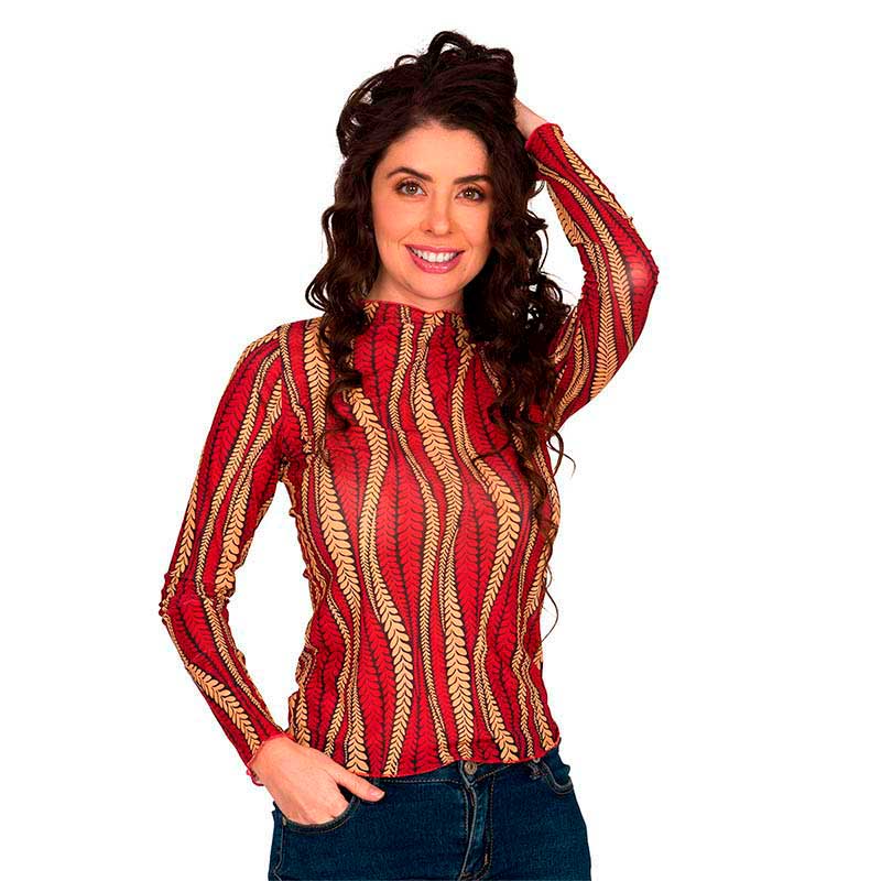 Blusa Mujer Animal Print Manga Larga V-9403