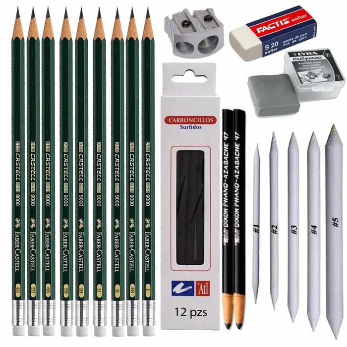 Regalo + Lapices Faber Castell Dibujo Esfuminos Carboncillos