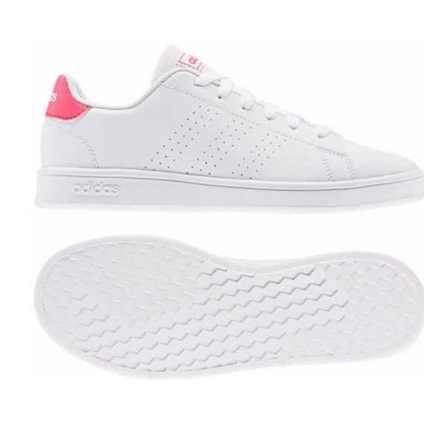 Tenis Adidas Advantage K  blanco-rosa  EF0211