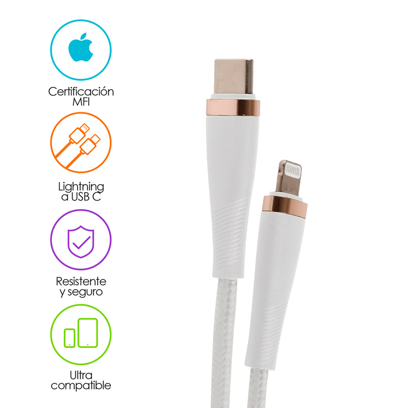 Cable para iPhone Lightning a USB C con Certificado MFI Redlemon