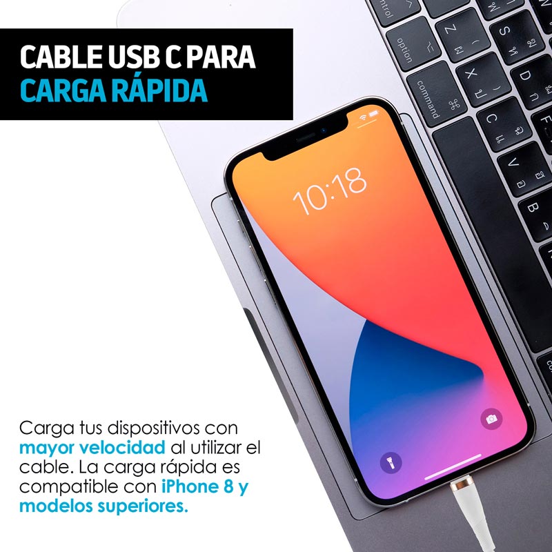 Cable para iPhone Lightning a USB C con Certificado MFI Redlemon