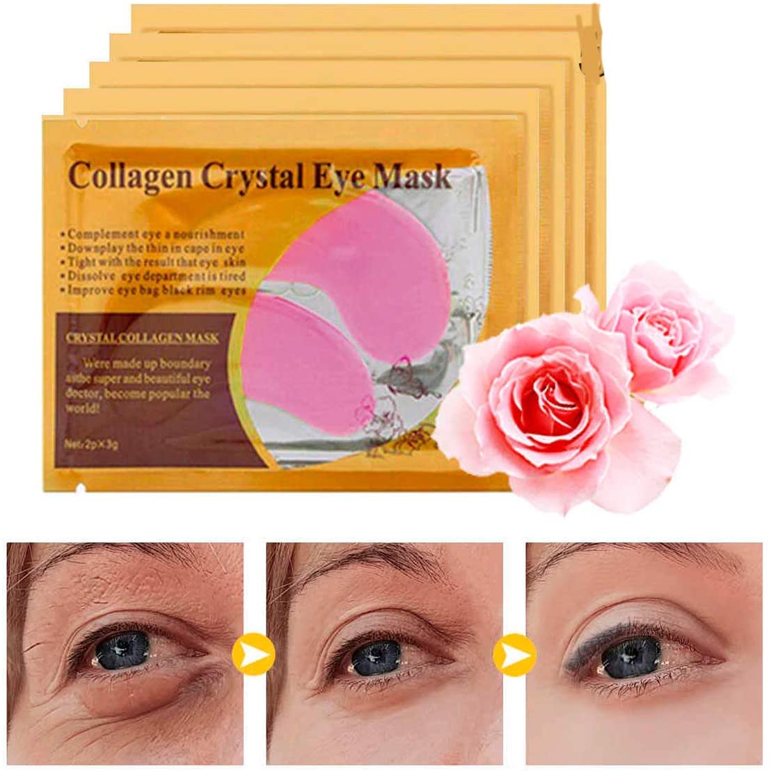 Set 40 Parches Pilaten Ojos Colágeno, Aloe Vera, Rosas y Oro Hidratación Mejora la Apariencia Debajo de los Ojos
