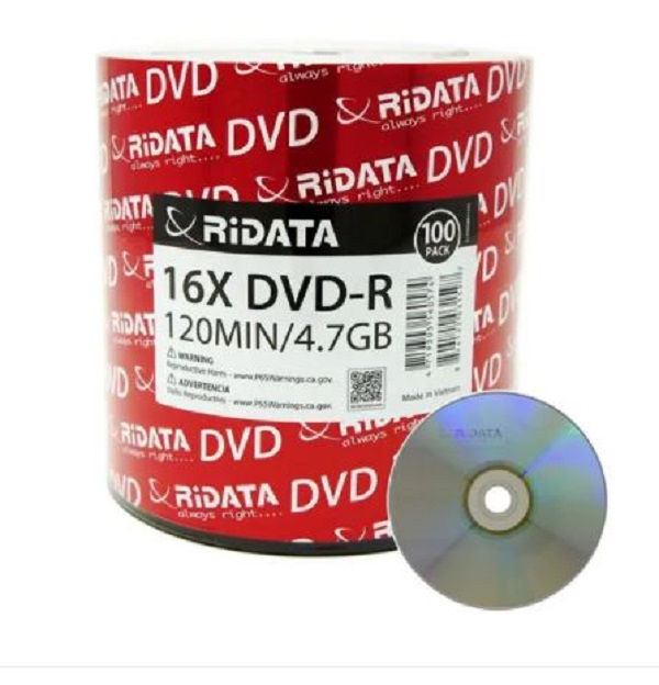 100 DVD-R RIDATA LOGO 16X 4.7GB 