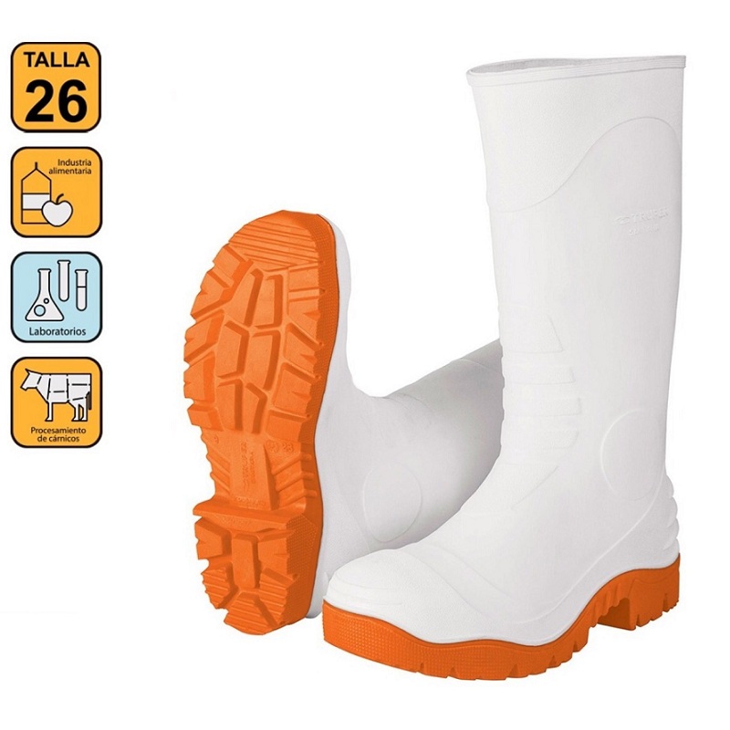 BOTAS IMPERMEABLES INDUSTRIALES DE PVC BLANCAS No.26 PARA AGUA LIMPIEZA TRUPER