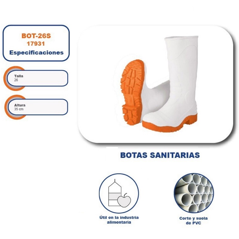BOTAS IMPERMEABLES INDUSTRIALES DE PVC BLANCAS No.26 PARA AGUA LIMPIEZA TRUPER