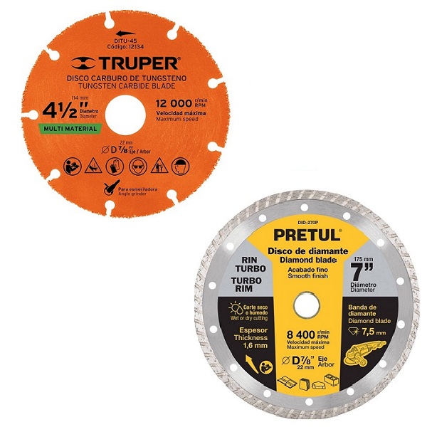DISCOS PARA CORTAR MADERA AZULEJO CONCRETO 2 DISCOS DE 4-1/2" 