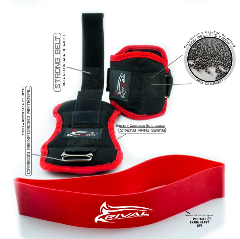 Polaina 2 kg c/u negra RIVAL fitness correr con cinta reforzada Primera calidad