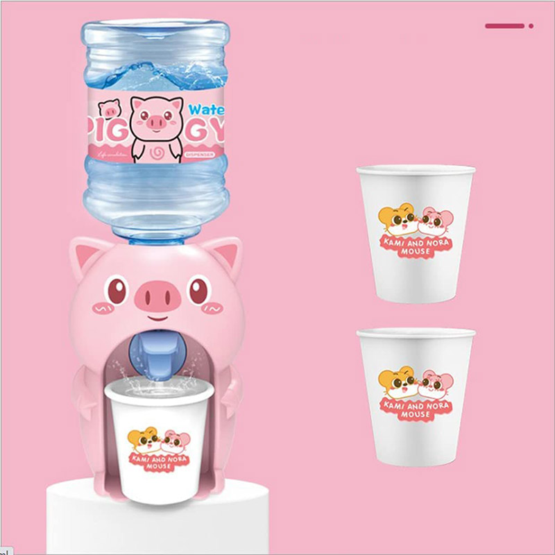 Mini dispensador de agua para niños adorable cerdo máquina de agua divertido juguete de agua para niños (rosa)