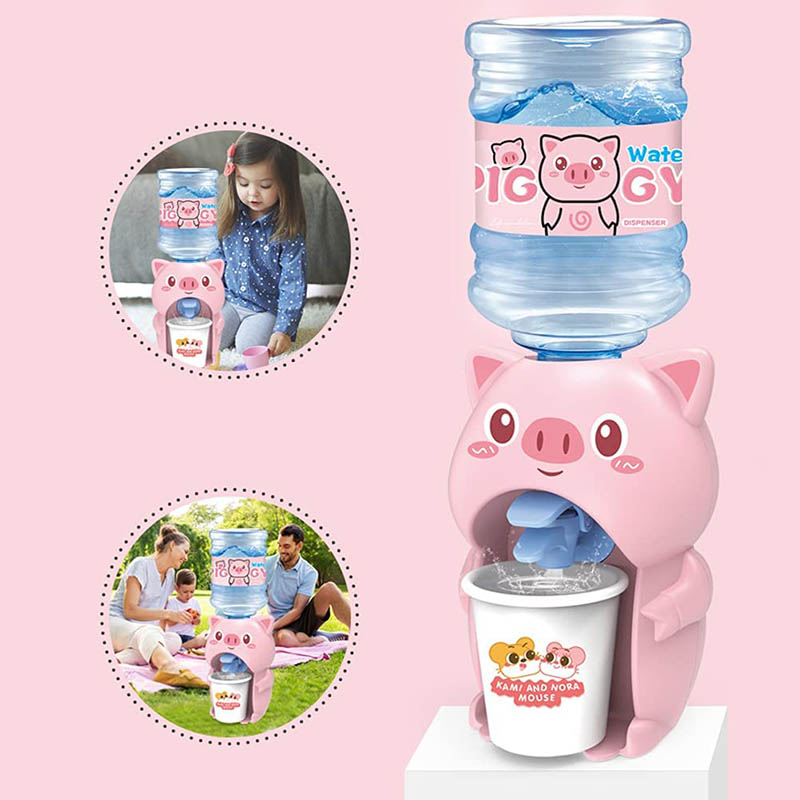 Mini dispensador de agua para niños adorable cerdo máquina de agua divertido juguete de agua para niños (rosa)