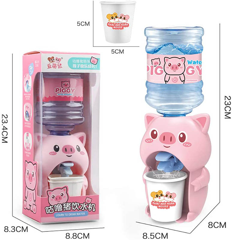 Mini dispensador de agua para niños adorable cerdo máquina de agua divertido juguete de agua para niños (rosa)