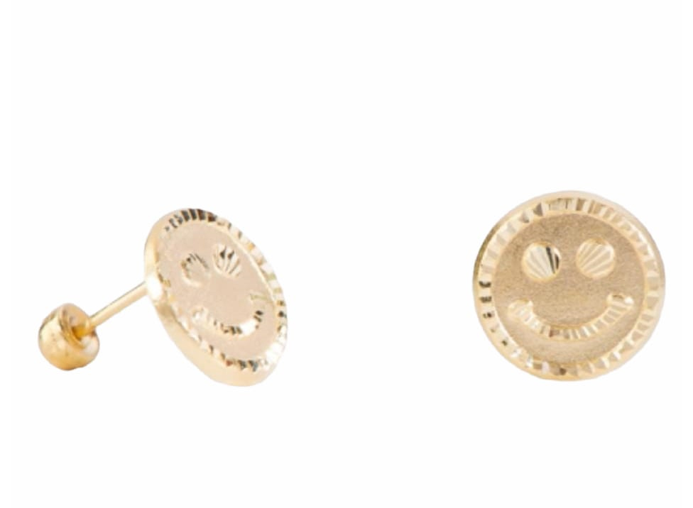 Broqueles Happy Face Oro de 10 kilates+Obsequio