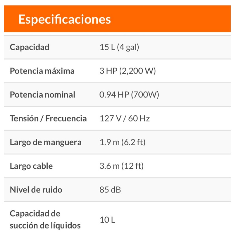 Aspiradora Plástica para auto 4 Galon Líquidos Y Sólidos Truper Autolavados