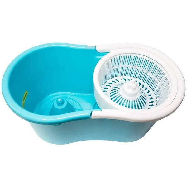 Cubeta Magic Mop con Cepillo, Mopa para Vidrio - 4 Mopas de Repuesto y Sujetador de Pared (Azul)