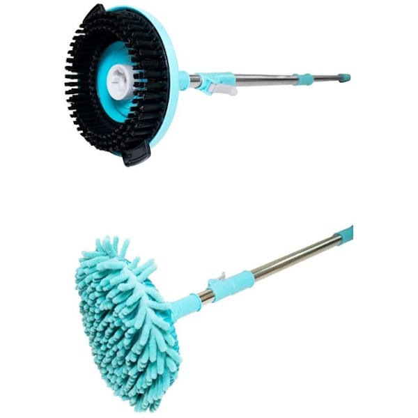 Cubeta Magic Mop con Cepillo, Mopa para Vidrio - 4 Mopas de Repuesto y Sujetador de Pared (Azul)