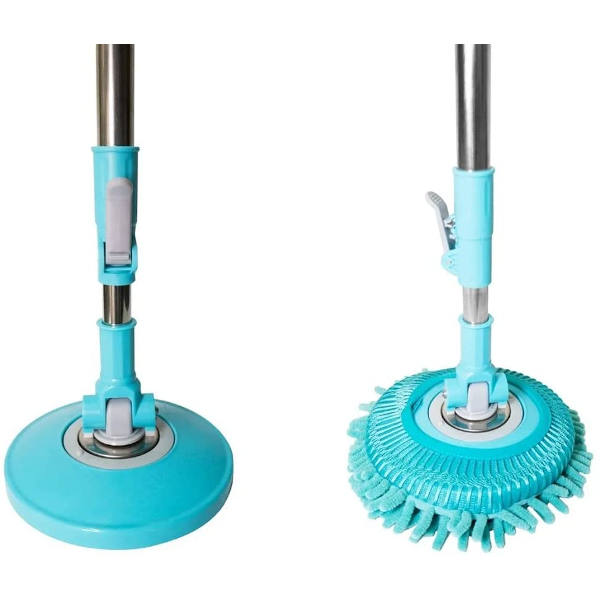 Cubeta Magic Mop con Cepillo, Mopa para Vidrio - 4 Mopas de Repuesto y Sujetador de Pared (Azul)