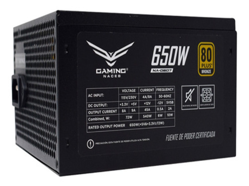 Naceb Fuente De Poder 650w Certificada 80 + Bronze Nueva