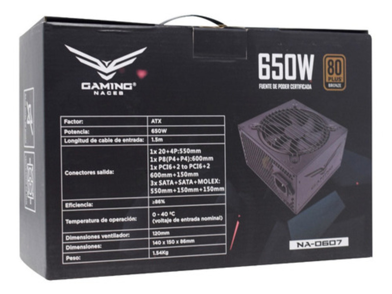 Naceb Fuente De Poder 650w Certificada 80 + Bronze Nueva