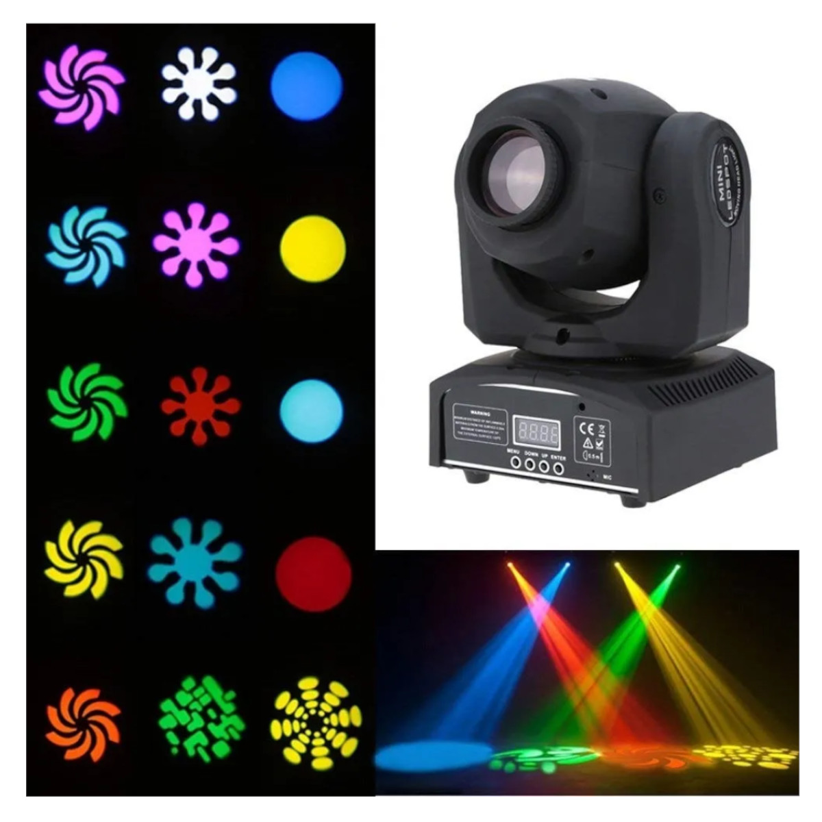 Cabeza Movil Led 60w Dmx Alta Velocidad Gobos Multicolor
