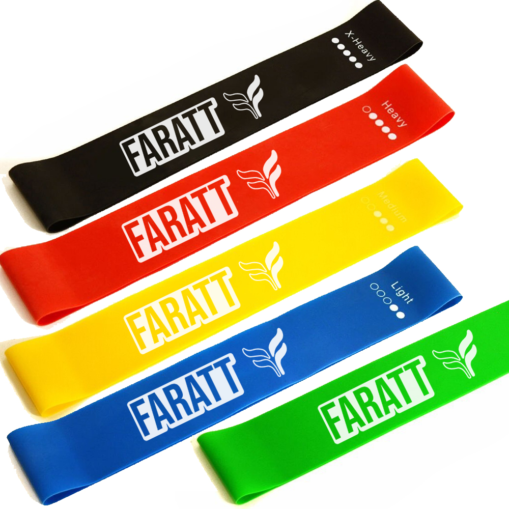 Faratt Ligas de Resistencia para Ejercicio (Paquete de 5 Diferentes Niveles). Ideales para Ejercicio en Casa, Gimnasio, Fisioterapia, Yoga, Pilates, Crossfit. Incluye Bolsa para Transportar las Bandas Elásticas y E-book 